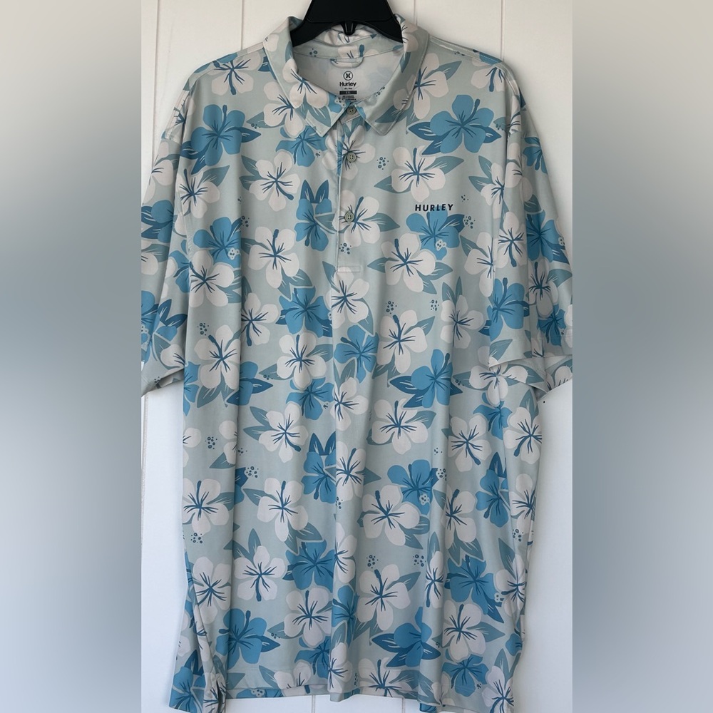 Hurley Brand Men’s 1/4 Button Polo Shirt Floral Size XXL‎
